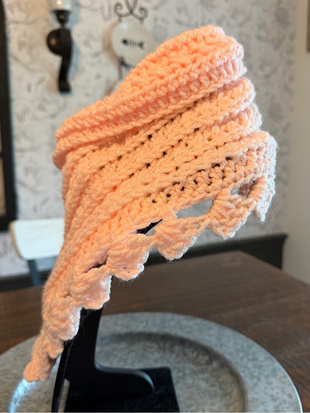 Women's Peach Crochet Cozy Cowl Neck Accessory NWOT - Picture 5 of 6